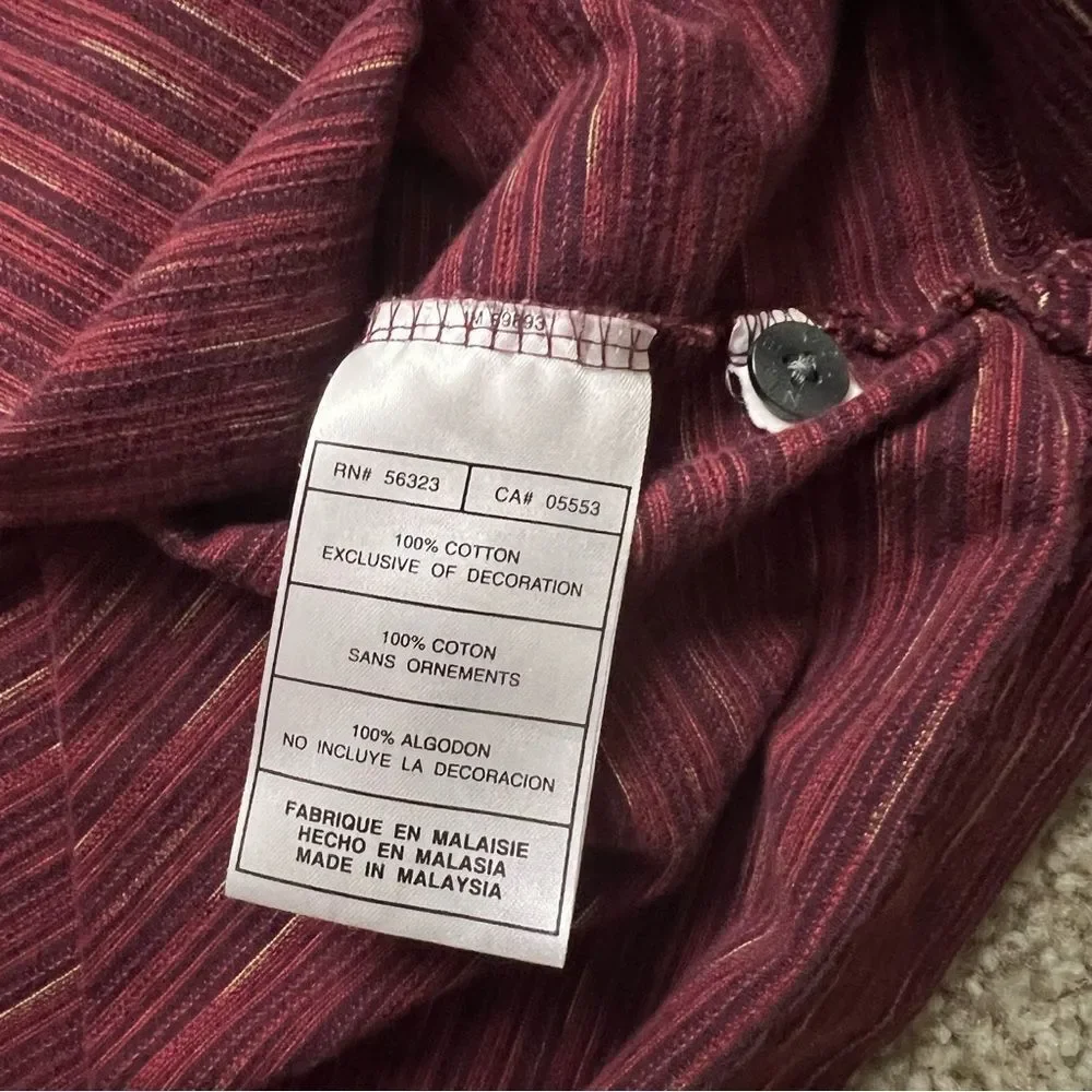 Nike Golf Long Sleeve Polo Shirt Mens XL Burgundy Striped 100% Cotton Swoosh